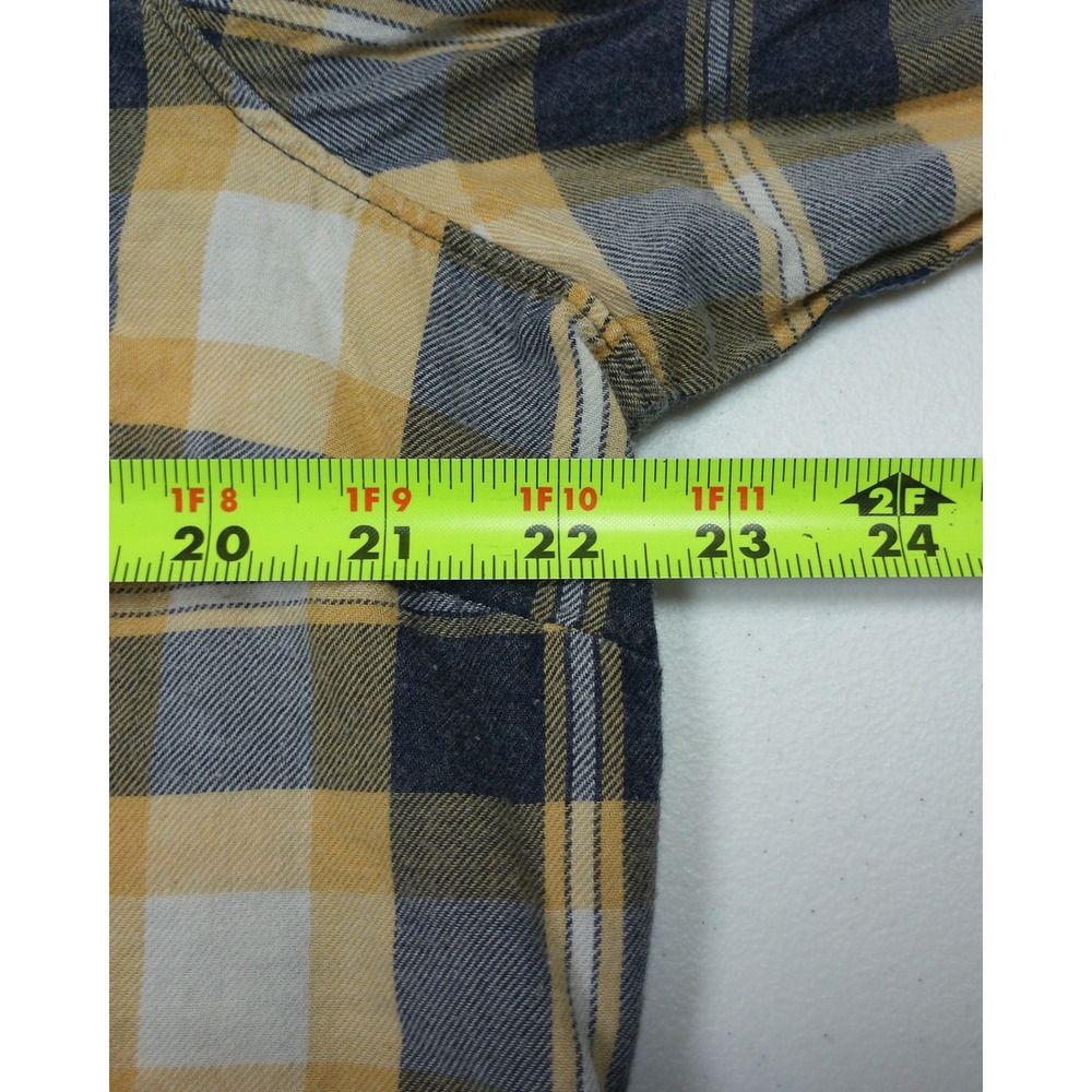 Natural Reflections Flannel Shirt Navy Blue Yellow Plaid Button Down XL Womens - Picture 6 of 10